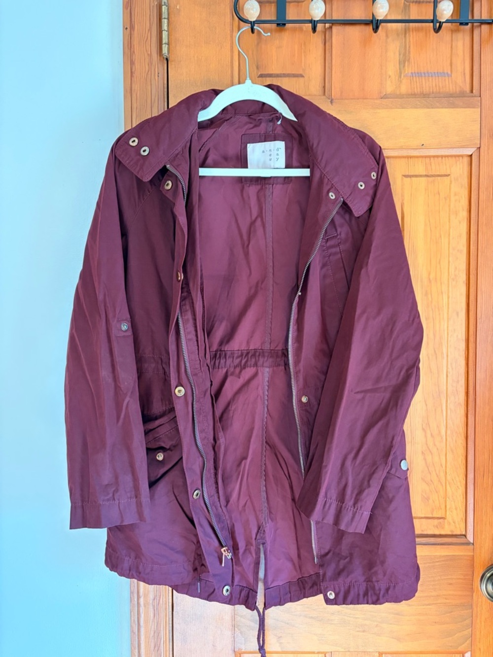 Women's Maroon Hooded Anorak Jacket